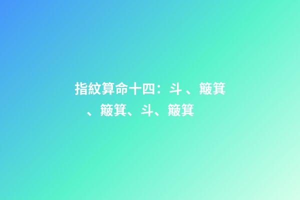 指紋算命十四：斗、簸箕、簸箕、斗、簸箕